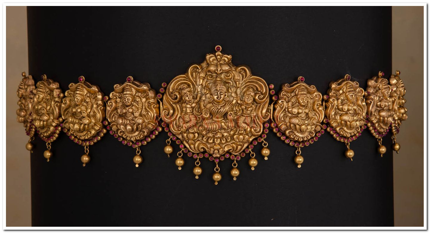 A traditional Gold Oddiyanam or waist belt.